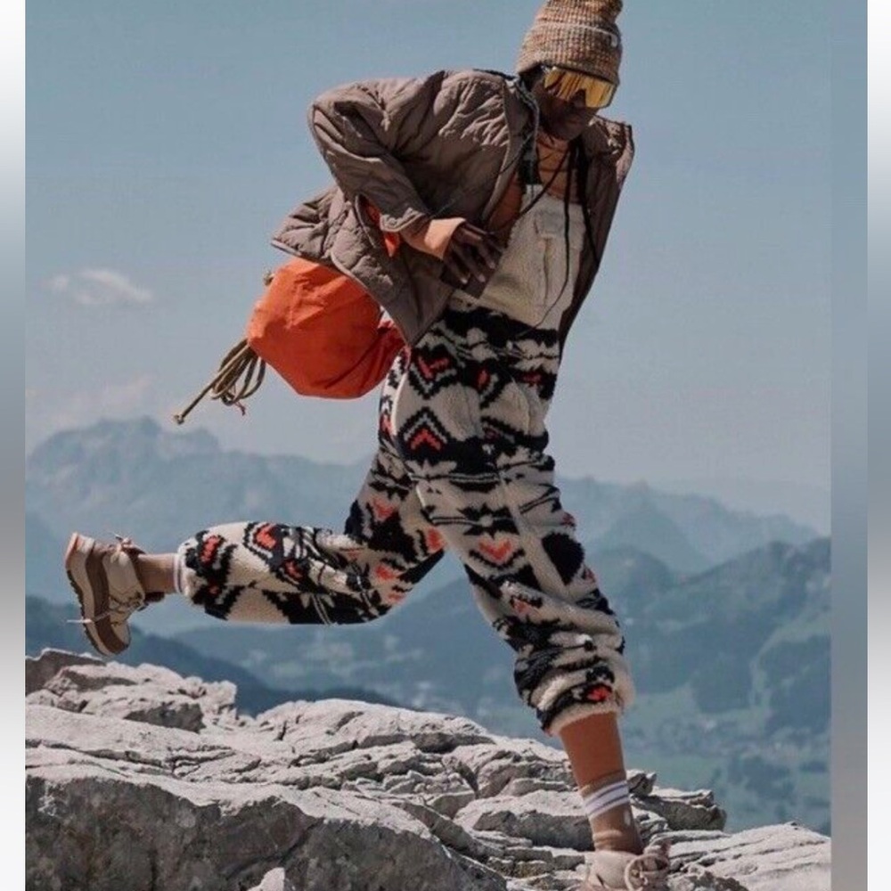 Free People Hit The Slopes Printed Salopette Fleece Jumpsuit